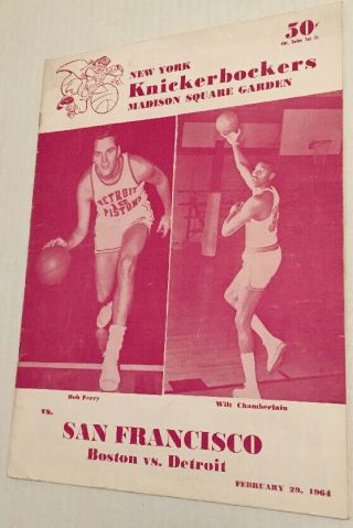 Feb.  1964 San Francisco Warriors Vs.  York Knicks Nba Basketball Program W/
