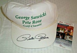 Pete Rose Phillies Reds Autographed Signed Golf Classic Hat Cap Jsa Baseball