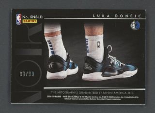 2018 - 19 Panini Noir Sneaker Spotlight Luka Doncic Mavericks RC Rookie AUTO /99 2