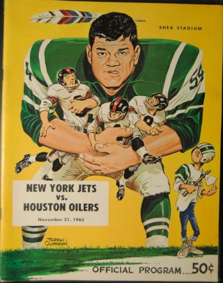 1965 York Jets Vs Houston Oilers Afl Football Program - Joe Namath Rookie