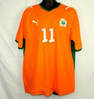 Ivory Coast 11 Didier Drogba Soccer Jersey Mens Sz Xl Puma Great Shape Orange