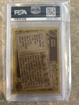1986 Topps Jerry Rice RC Rookie PSA 9 SF 49ers Centered HOF 3