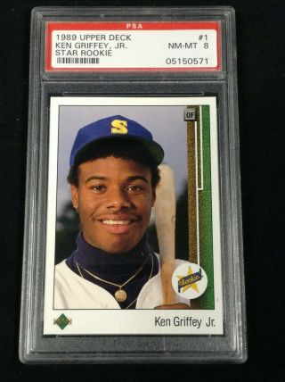 1989 Upper Deck Ken Griffey Jr.  Star Rookie 1 Rc Hof Psa 8 Nm - Mt Baseball Card