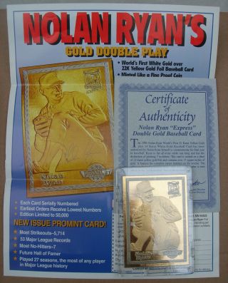 1993 ProMint Nolan Ryan 14 karat White Gold and 22 Karat gold Card Texas Rangers 2