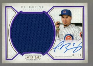 Javier Baez 2019 Topps Definitive Colossal Jersey On Card Auto 1/10 Cubs