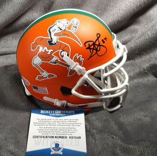 Reggie Wayne Signed Miami Hurricanes Mini Helmet Beckett Witness Colts Bas W
