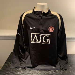Nike Fit Dry Manchester United Pullover Half - Zip Long Sleeve Soccer Jersey Large