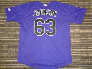 Sewn Dj Johnson 63 Colorado Rockies Majestic Purple Mlb Baseball Game Jersey 2x