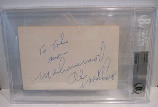 Personalized " To John Muhammad Ali World Champ " Cut Auto 4x6 Card Beckett
