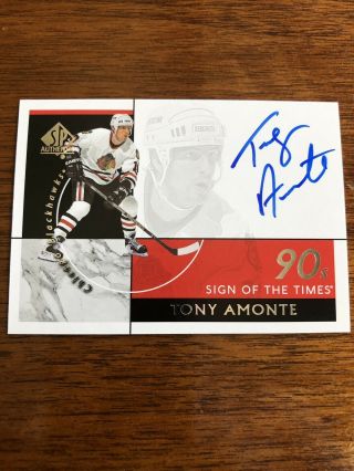 Tony Amonte 18 - 19 Upper Deck Sp Authentic Sign Of The Times 90 