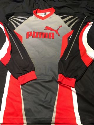 Puma Long Sleeve Soccer Football Jersey Black Red Gray Stripes Xl 19