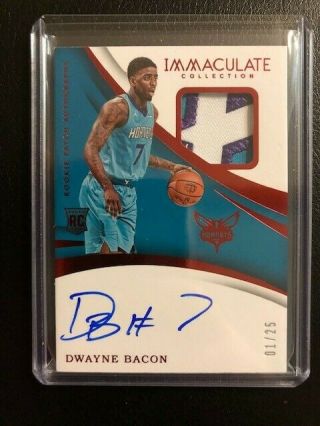 2017 - 18 Panini Immaculate Dwayne Bacon Rc Rpa 01/25 Hornets