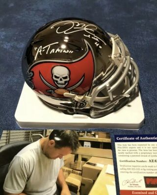 Mike Alstott Autographed Hand Signed Tampa Bay Bucs Chrome Speed Mini Helmet Psa