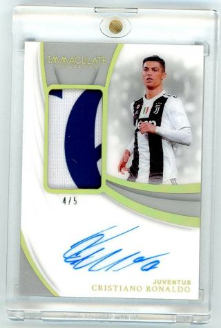 2018 - 19 Immaculate Soccer Cristiano Ronaldo Jersey Patch Autograph 4/5 Juventus