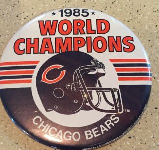 1985 Chicago Bears Bowl Xx World Champs Button 3 1/2 "