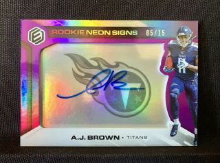 2019 Elements A.  J.  Brown Autograph 5/15 Rookie Neon Signs Titans Ssp