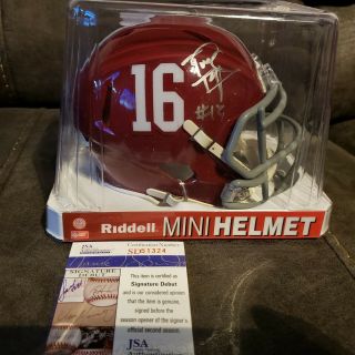 Tua Tagovailoa Signed Alabama Crimson Tide Mini Helmet W/jsa