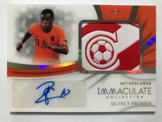 2018 - 19 Panini Immaculate Jersey Number Premium Patch Auto : Quincy Promes 8/9 2