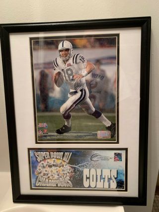 Nfl Indianapolis Colts Bowl Xli Champions Matted Photo With Peyton Manning