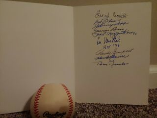1996 York Yankees World Series Victory Card Signed By Rizzuto Crosetti. 2