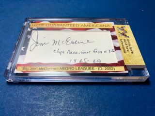 D) Big Jim Mccurine Chicago Giants Negro League – Hof Guar Americana Autograph