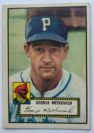 1952 Topps 310 George Metrovich Pittsburgh Pirates Card 2