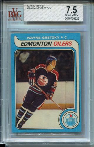 1979 79 Topps Hockey 18 Wayne Gretzky Rookie Card Rc Bvg 7.  5