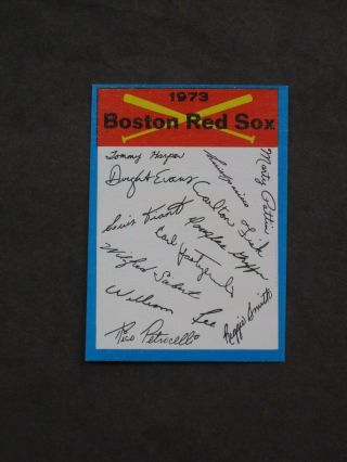1973 Topps Red Sox Blue Team Checklist Nm