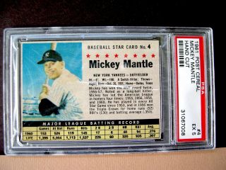 1961 Post Cereal Mickey Mantle 5 - Hand Cut - Psa - 5
