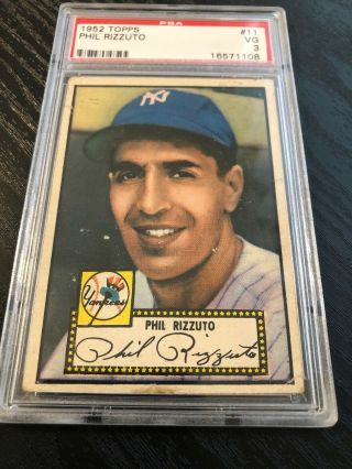 1952 Topps 11 - Phil Rizzuto - Psa 3 Vg - Hof - York Yankees -