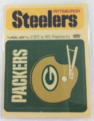 Nfl 1972 - 74 Fleer Team Football Sticker - Pittsburgh Steelers - Green Bay Packers - V2