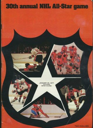 Rare 1977 Nhl All - Star Game Program Dryden Cover Lafleur Sittler Nhl Hockey