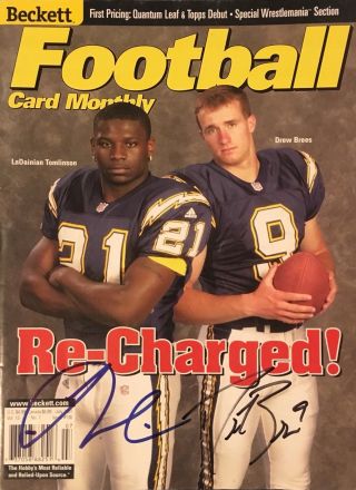Ladainian Tomlinson & Drew Brees Signed Chargers Beckett Psa/dna Loa