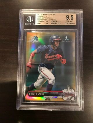 2017 Bowman Chrome Ronald Acuna Rookie Gold Refractor 23/50 Bgs 9.  5 305,  Subs