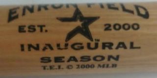 Enron Field Inaugural Season Mini Bat Houston Astros Mlb Souvenir
