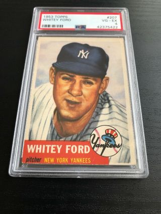 1953 Topps 207 - Whitey Ford - Psa 4 Vg/ex - Hof - York Yankees