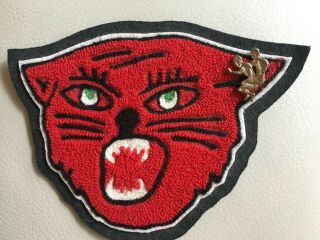 Cool Vintage High School Varsity Patch,  Felt Chenille Red Wildcat,  Wrestling Pin 5