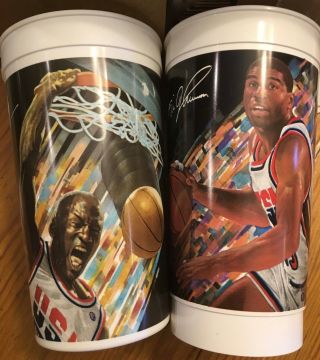 McDonald ' s ' 92 Team USA/NBA Basketball Cups Michael Jordan,  Magic Johnson 4