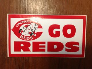 Vintage Cincinnati Reds Mlb Baseball Sticker / Decal.  Go Reds 6 " X 3 1/4
