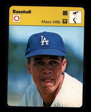Vintage 1977 " Maury Wills " Sportscaster Los Angeles Dodgers Card -