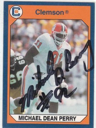Michael Dean Perry Autographed Signed 1990 Card Clemson Tigers Football