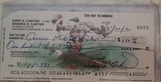 Gary Carter Signed Personal Bank Check With From Rsa.