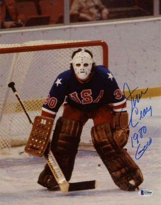 Jim Craig Signed 11x14 Photo,  1980 Gold Usa Olympic Hockey Legend Beckett Bas