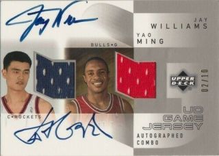2002 - 03 Upper Deck Yao Ming Jay Williams Game Jersey Autographs Auto Rc 02/10