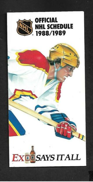 1988 - 89 Molson Export Nhl Hockey Schedule,  3 Page Fold Out,  3 1/2 " X 7 ",  Color