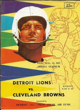 1957 Detroit Lions - Browns Exhibition Program