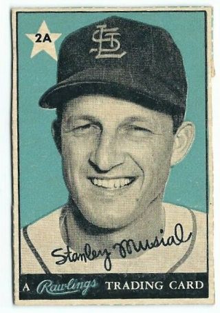1955 2a Stan Musial St.  Louis Cardinals Rawlings 3 " X 2 " Baseball Card