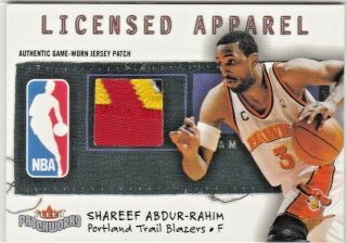 Shareef Abdur - Rahim Atlanta Hawks 2003 - 04 Fleer Nba Game - Jersey Patch /150