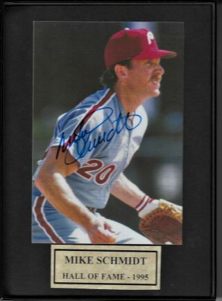 5x7 Framed Mat With 3.  5x5 Color Photo Of Mike Schmidt,  Live Ink Signed