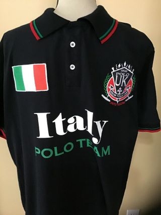 Polo Uk Black Italy Italia Rugby Jersey Shirt 3 / Size Xl / Snow Polo Cup